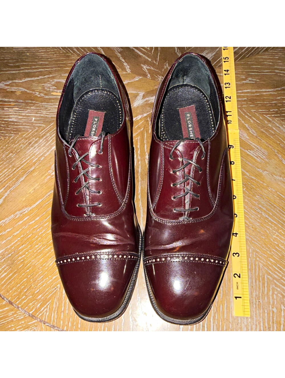 Florsheim Men’s Burgundy Leather Lace-Up Cap Toe Oxford Dress Shoes 10.5 3E